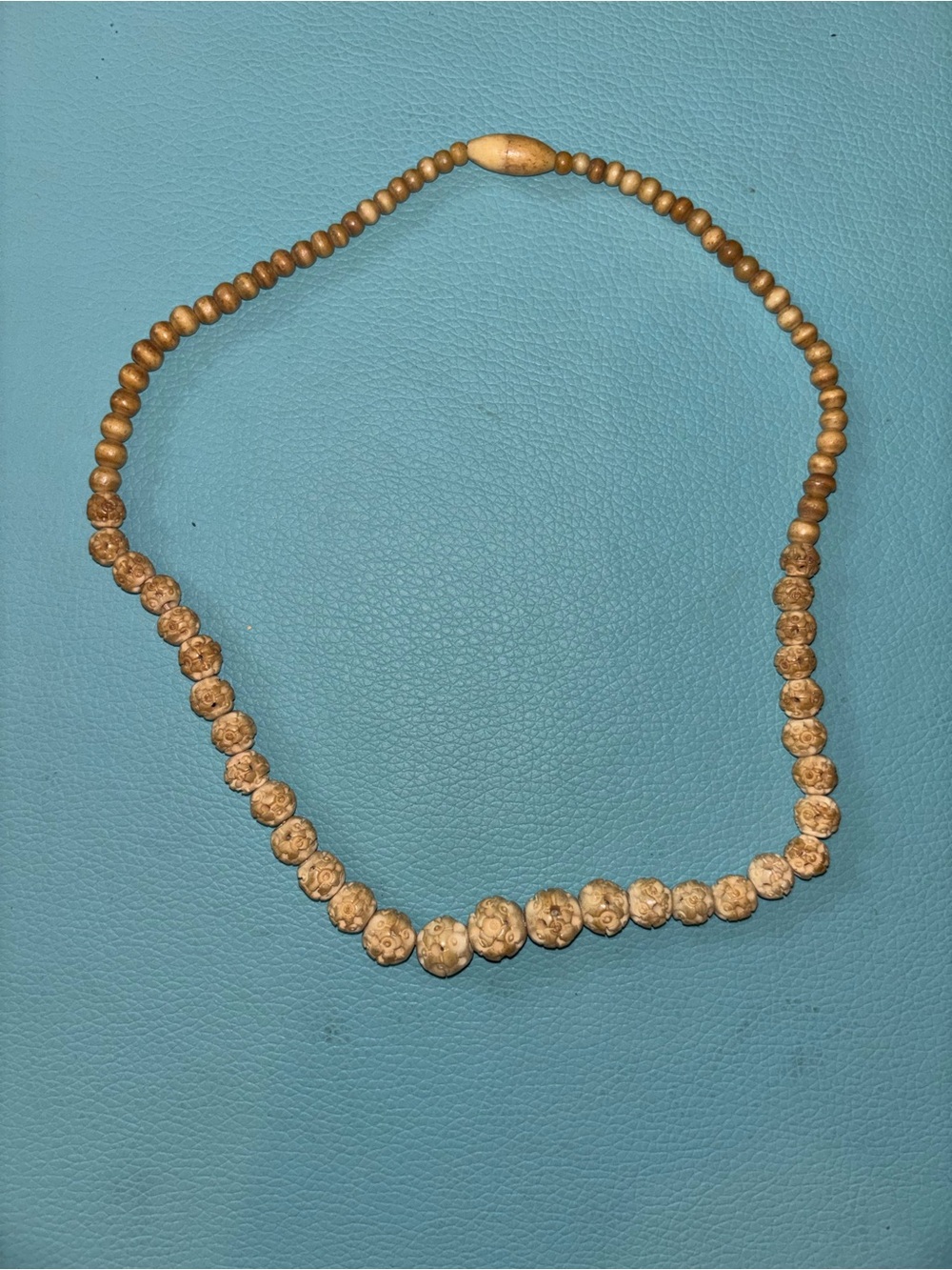 Handcrafted Beige/Gold Beaded Necklace